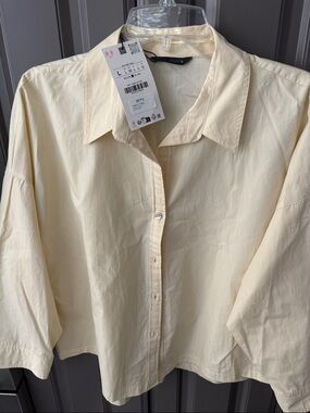 Zara Cream Button-Down Shirt